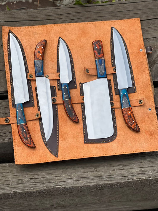 Handmade d2 steel kitchen knife set