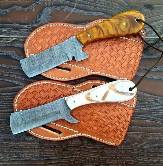 Custom handmade Damascus steel bull cutter knife