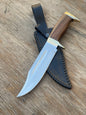 Custom Handmade J2 Steel Bowie Knife with Brass Guard and Rosewood Handle, 13-inch Overall Length, with Leather Sheath”