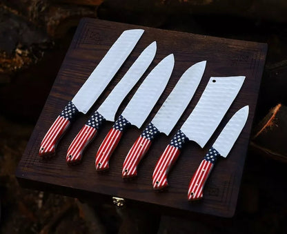 Custom Handmade j2  Steel Chef Set Of 6 pcs Kitchen Knives Set dreamcheftools