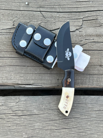 New Full Tang Custom Handmade J2 SteelBlack Coated Blade Hunting knife