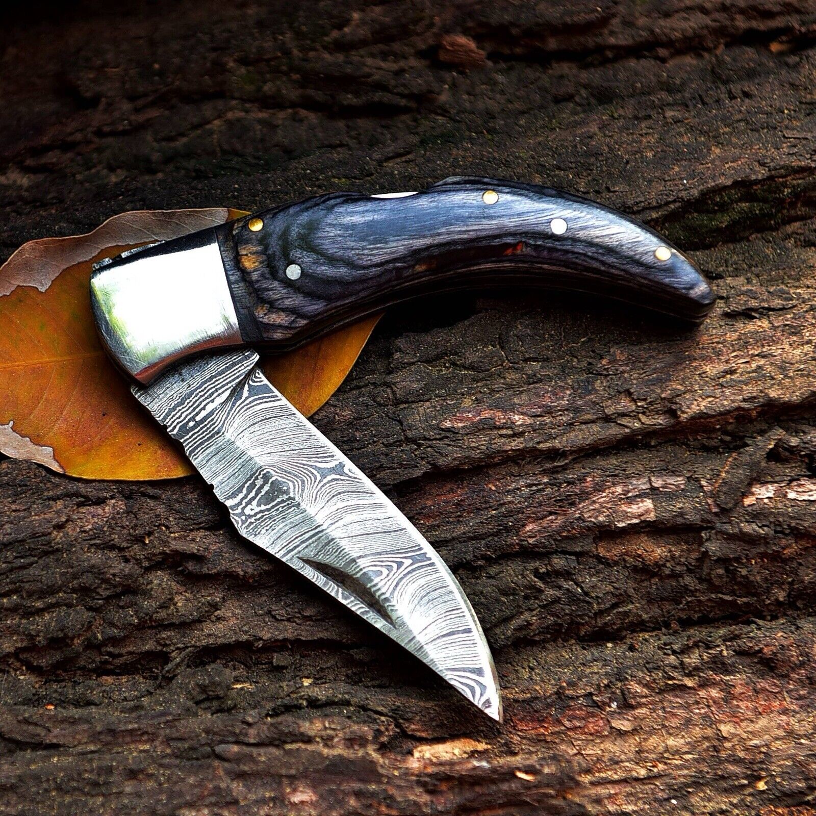 4-Inch Handmade Damascus Pocket Knife with Rosewood Handle for Unique Gift Ideas