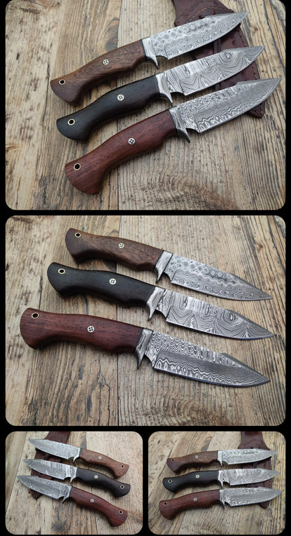 Custom handmade Damascus steel hunting knife