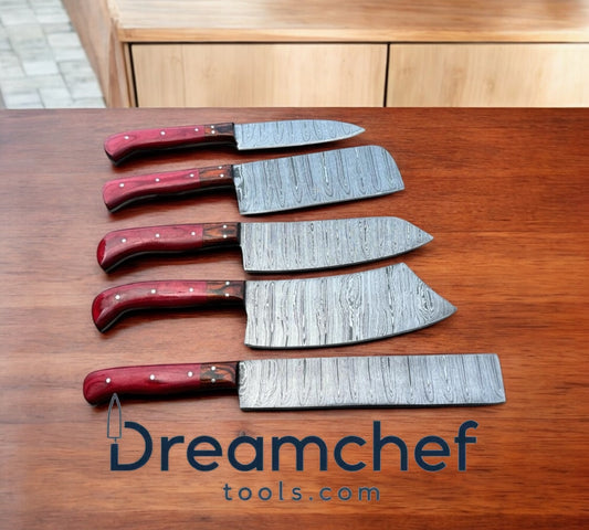 Cooking Knife Sets – 13” Handmade Damascus Steel Chef Knife with Pakkawood Handle & Leather Sheath