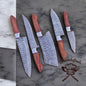 Kitchen Knives Sets – 13” Handmade Damascus Steel Chef Knife with Rosewood Handle, Steel Bolster & Leather Sheath