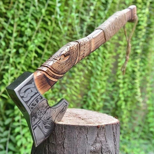 Handmade Viking Axe Hatchet, Hand Forged Wood Splitting Axe