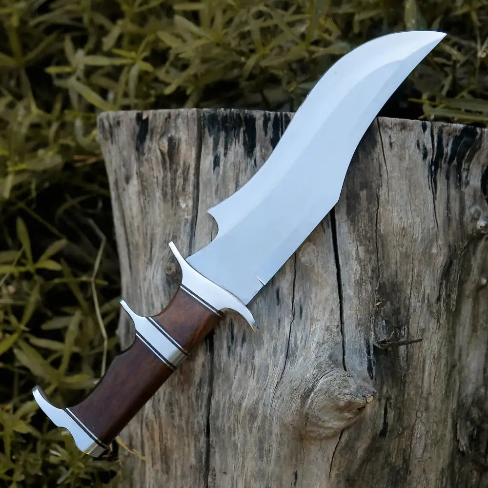 Custom Handmade J2 Steel Bowie Knife with Rosewood Handle and Steel Guard, Includes Leather Sheath