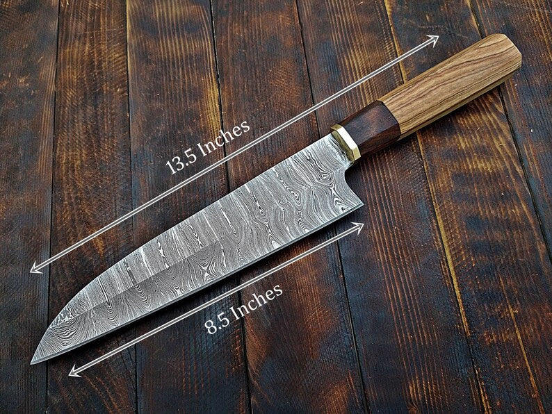 Custom handmade Damascus chef knife