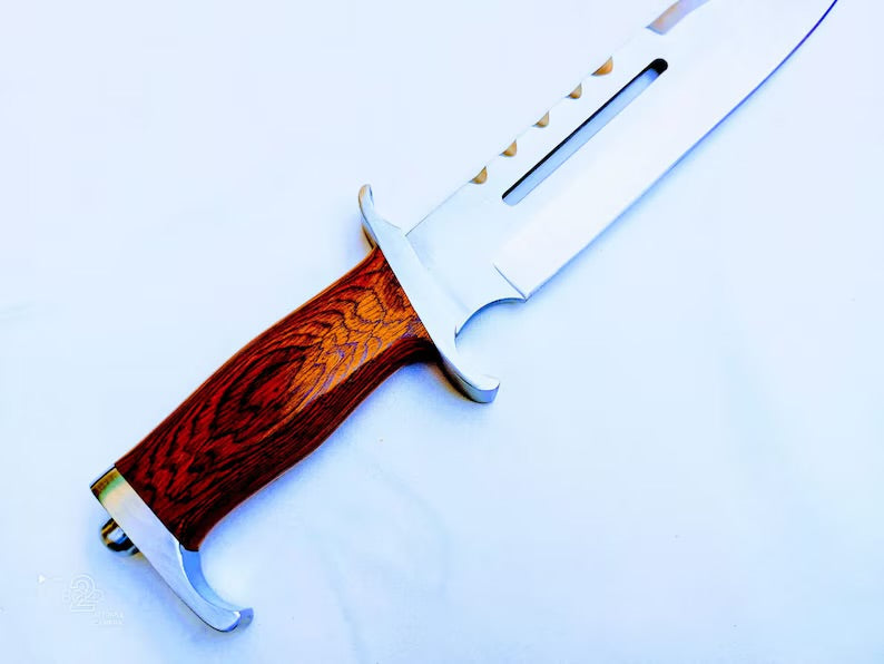 Custom Handmade J2 Steel Bowie Knife – 15-Inch Blade with Pakka Wood Handle & Steel Guard, Premium Leather Sheath Included