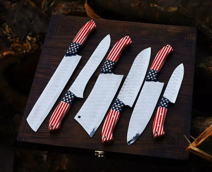 Custom Handmade j2  Steel Chef Set Of 6 pcs Kitchen Knives Set dreamcheftools