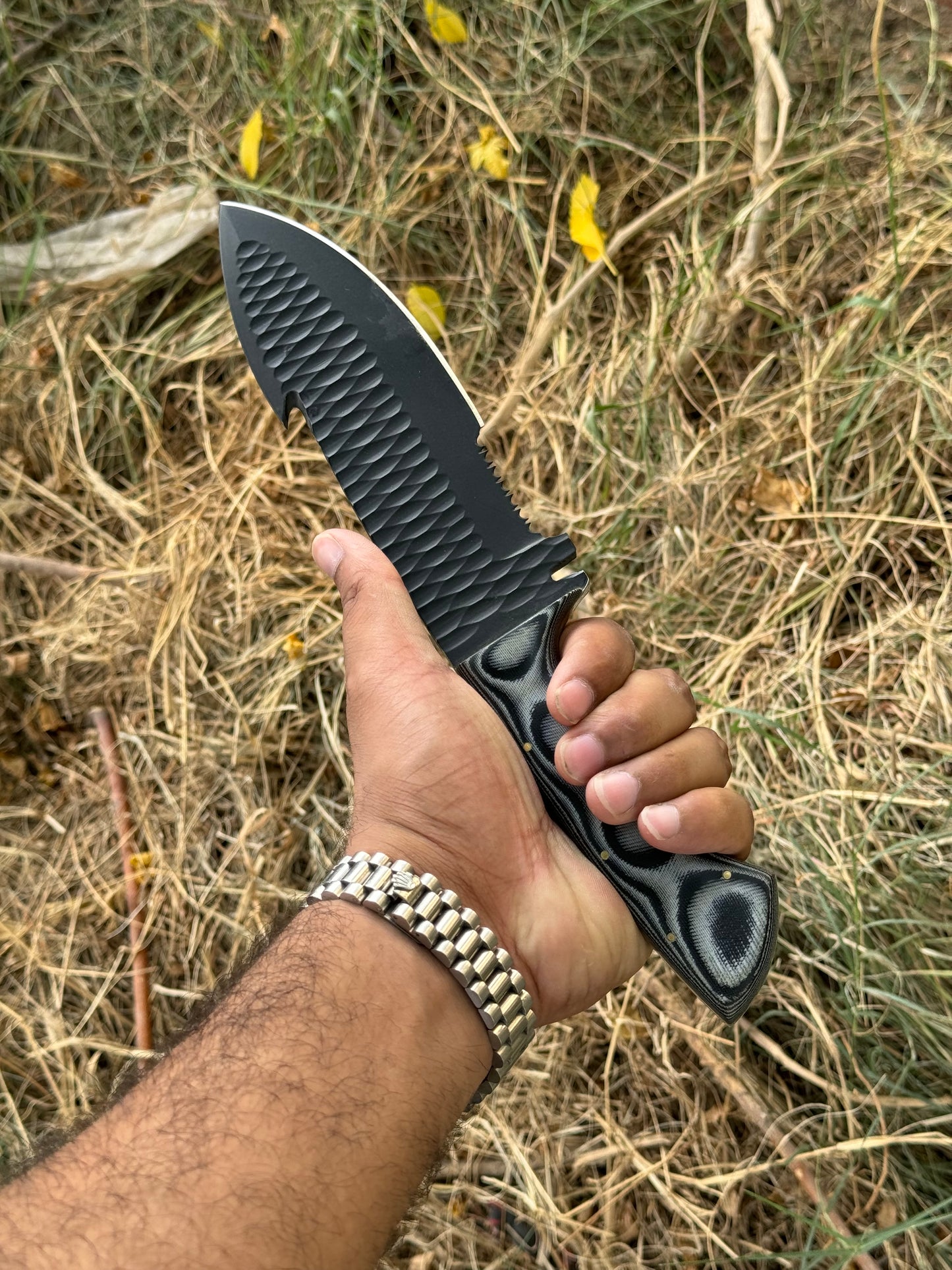 Handmade d2 powder coat tracker knife