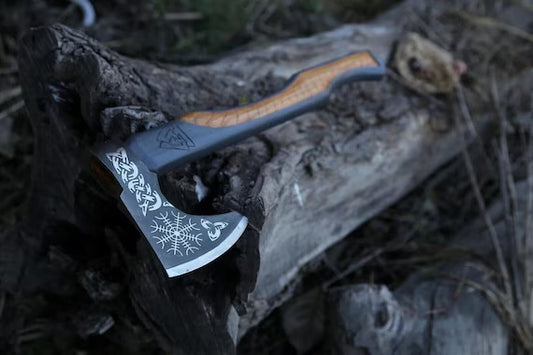 Handmade Carbon Steel Viking Axe With Leather Sheath Hunting Outdoor & Camping dreamcheftools