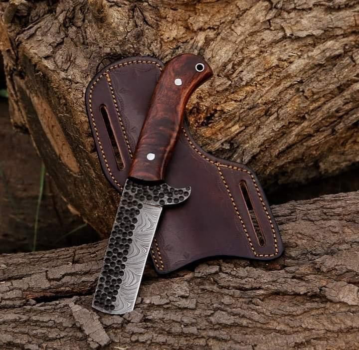 Custom handmade Damascus steel bull cutter knife