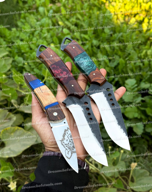 Handmade hunting knife and folding