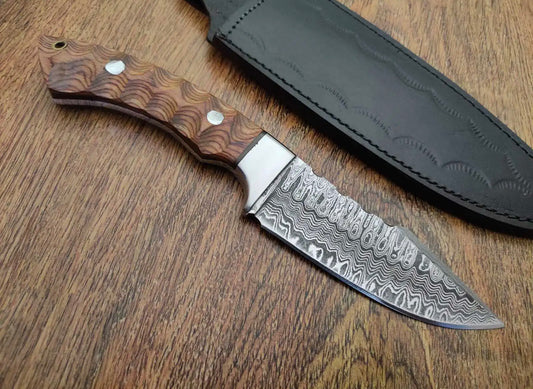 Custom Handmade Damascus Steel Bushcraft Camping Hunting Knife|Doveknife