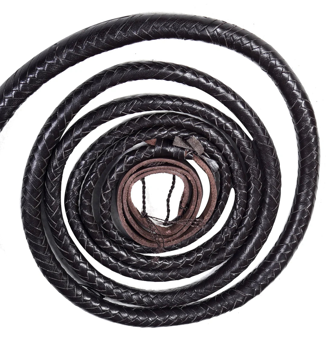"Custom handmade real leather bullwhip – black, 16 plait, 8-inch handle"