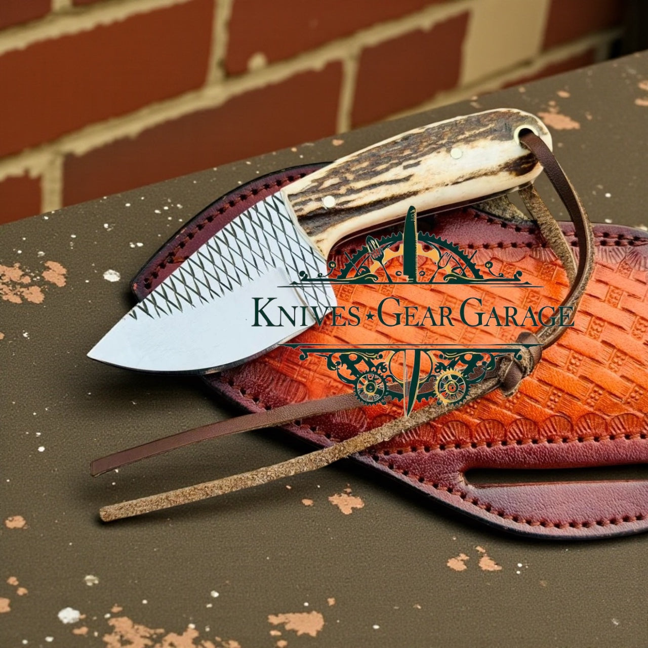 Compact Rasp Steel EDC Knife – 5.2" Handmade Antler Horn Everyday Carry Blade