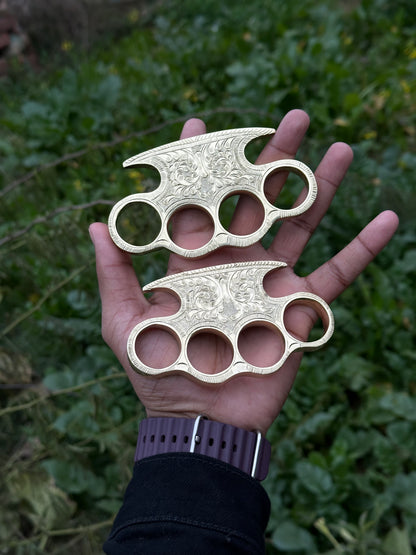 Handmade engraved brass knuckles set