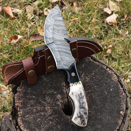 Custom handmade Damascus steel tracker knife