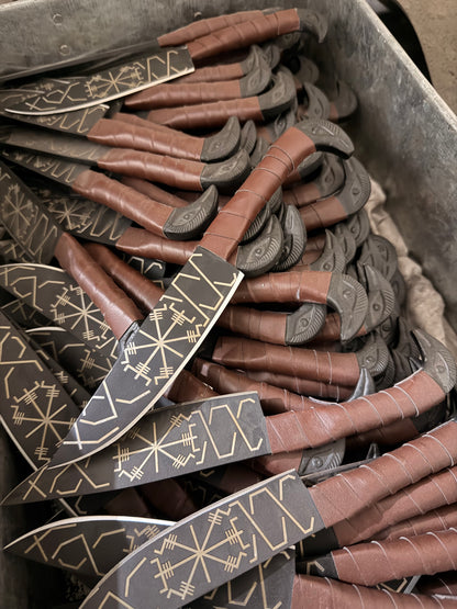 Handforged Viking Knife – 10" Steel Blade Knife with Forged Steel Handle & Leather Sheath