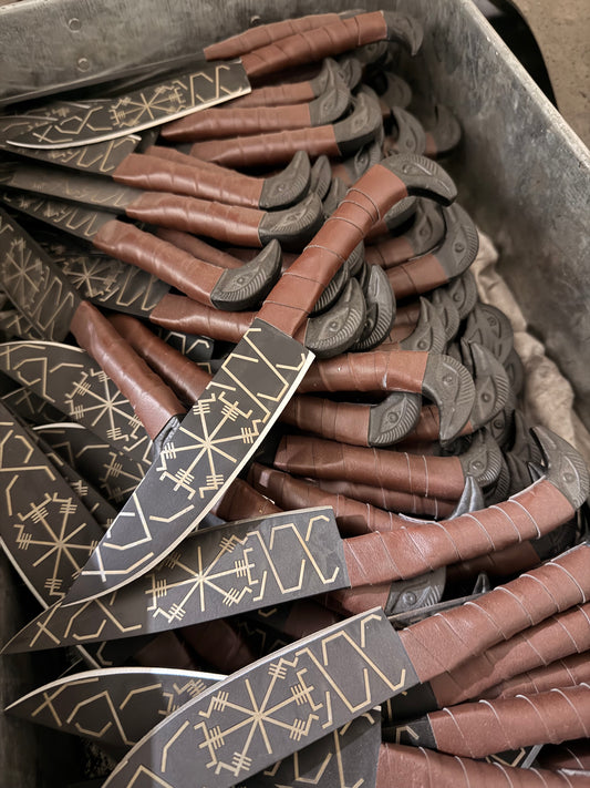 Handforged Viking Knife – 10" Steel Blade Knife with Forged Steel Handle & Leather Sheath