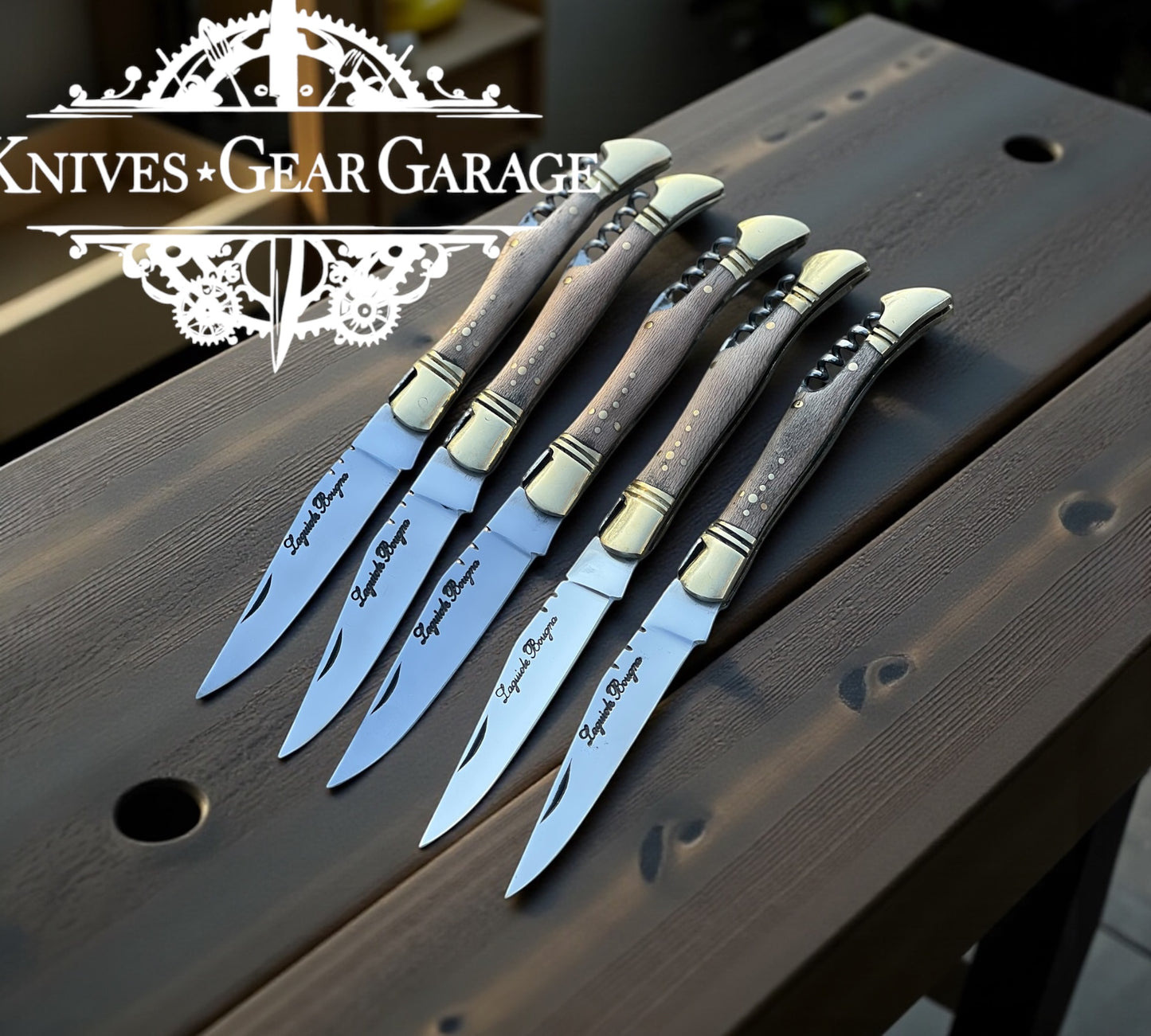 Custom Handmade J2 Steel Pocket Knife – 10" Laguiole Bougna Style with Walnut Wood Handle & Brass Bolster