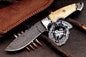 Custom Handmade Raindrop Damascus
Large Skinning Hunter Deer Bone Knife