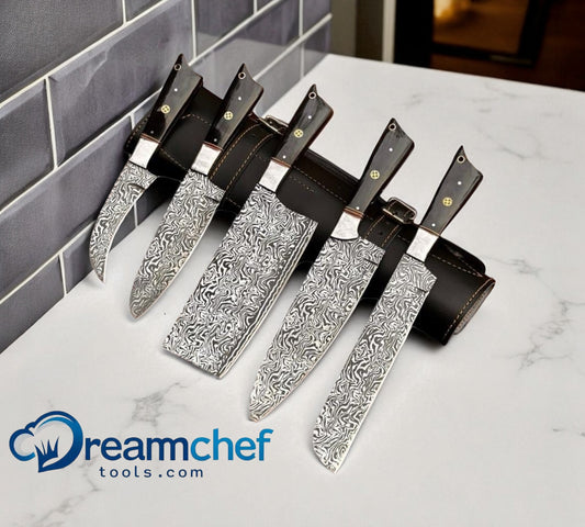 Best Chef Knife Set – 13” Handmade J2 Steel Chef Knife with Buffalo Horn Handle, Steel Bolster & Leather Sheath