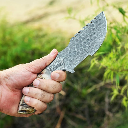 Handmade Damascus steel tracker knife