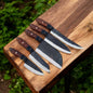 "Custom Chef Knife Set with Stainless Steel Blades and Rose Wood Handles"

