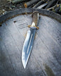 Custom Handmade 16” J2 Steel Bowie Knife with brass guard and stag handle, includes leather sheath