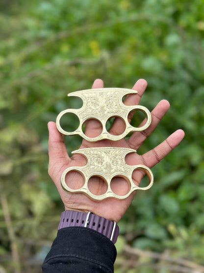 Handmade engraved brass knuckles set