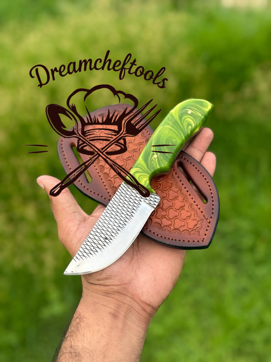 Ranch Cowboy Knives and Sheaths – 8" Rasp Steel Blade with Resin Grip & Western Leather Sheath
