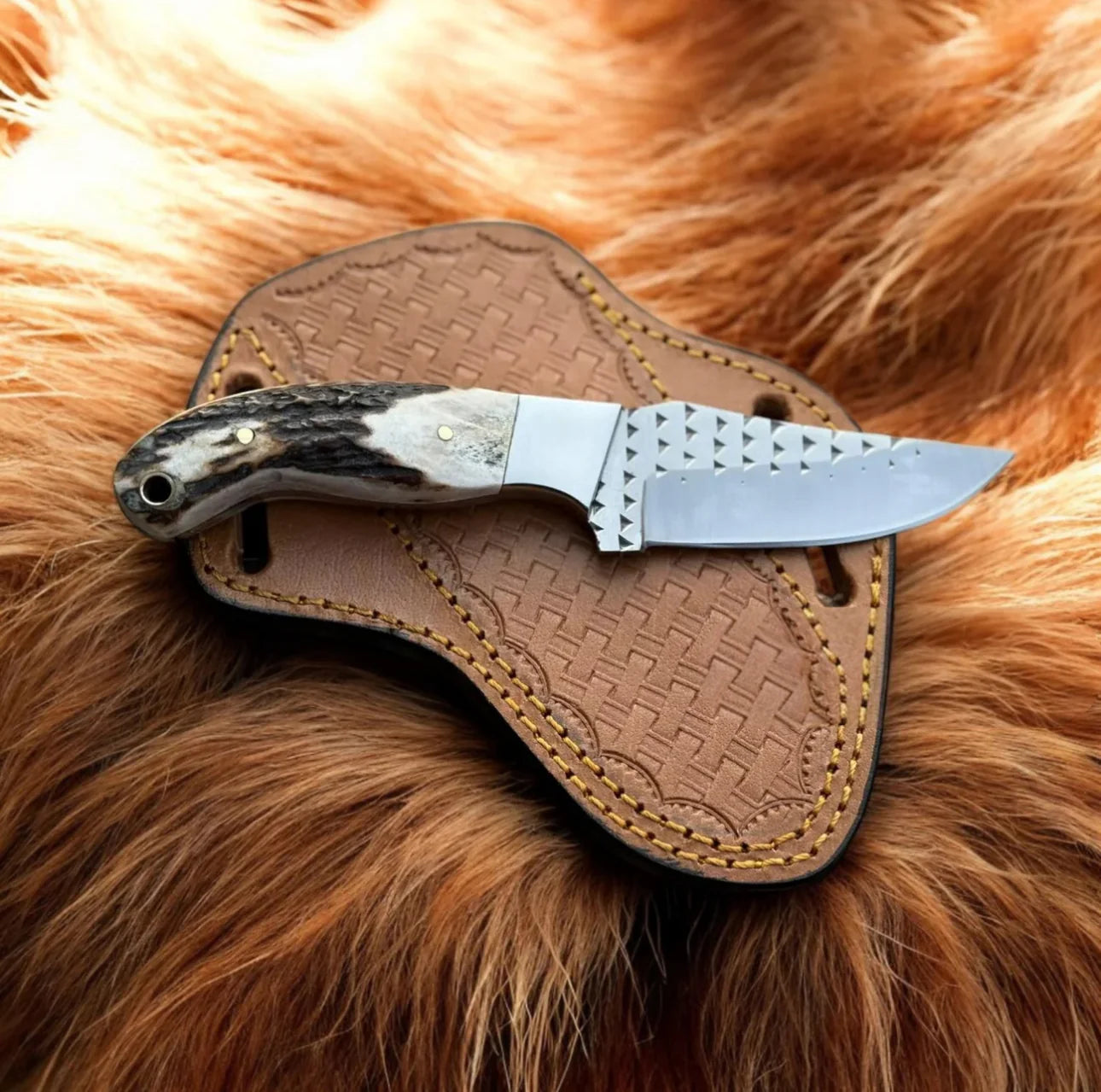 Stag Horn Knife Hand Forged Rasp File Knife