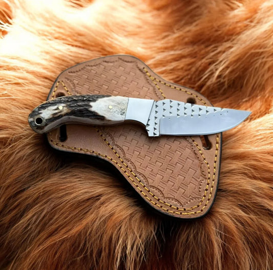 Stag Horn Knife Hand Forged Rasp File Knife