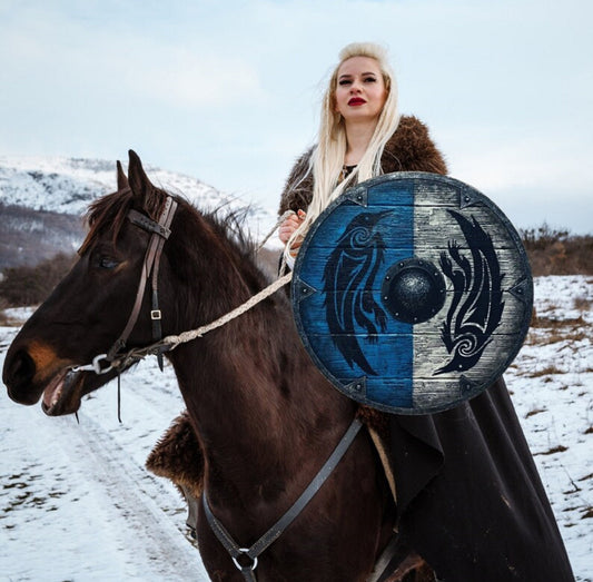 Medieval Viking Shield | Eivor Valhalla Raven Authentic Battleworn Viking Shield |  Norse Mythology Valhalla Viking Shield