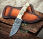 Custom Skinning Knife – 8.5" Damascus Blade with camel bone Handle