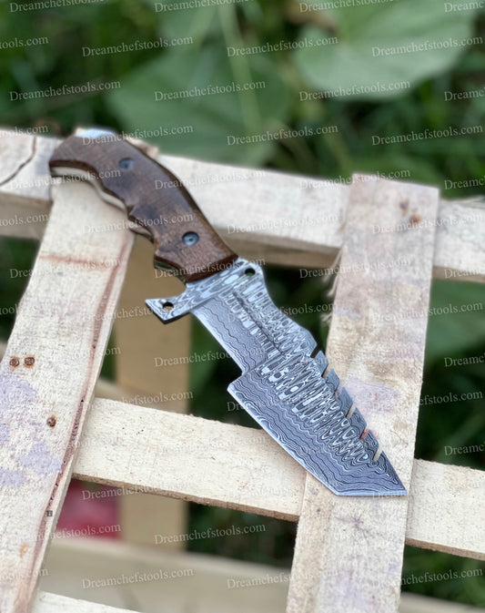 Custom handmade Damascus steel tracker knife