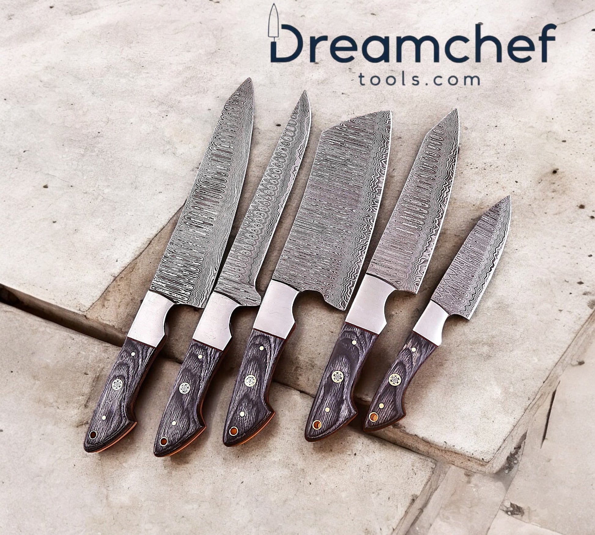 Great Kitchen Knife Set – 13” Handmade Damascus Steel Chef Knife with Pakkawood Handle, Steel Bolster & Leather Sheath