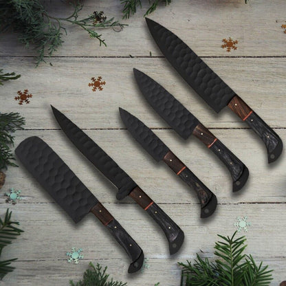 Handcrafted blue knife with a D2 steel blade and stylish rosewood and pakka wood combination handle