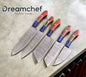 Knives Set for Kitchen – 13” Handmade Damascus Steel Chef Knife with Pakkawood Handle & Leather Sheath