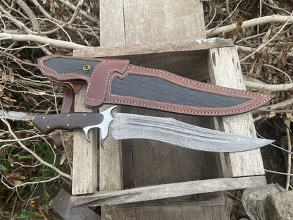 Handmade Bowie knife Damascus hunting knife