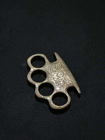 Luxury Custom Handmade Engraved Brass Knuckle with Deluxe Leather Sheath”