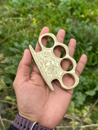 Personalized brass knuckle with custom design and high-quality leather case for everyday carry