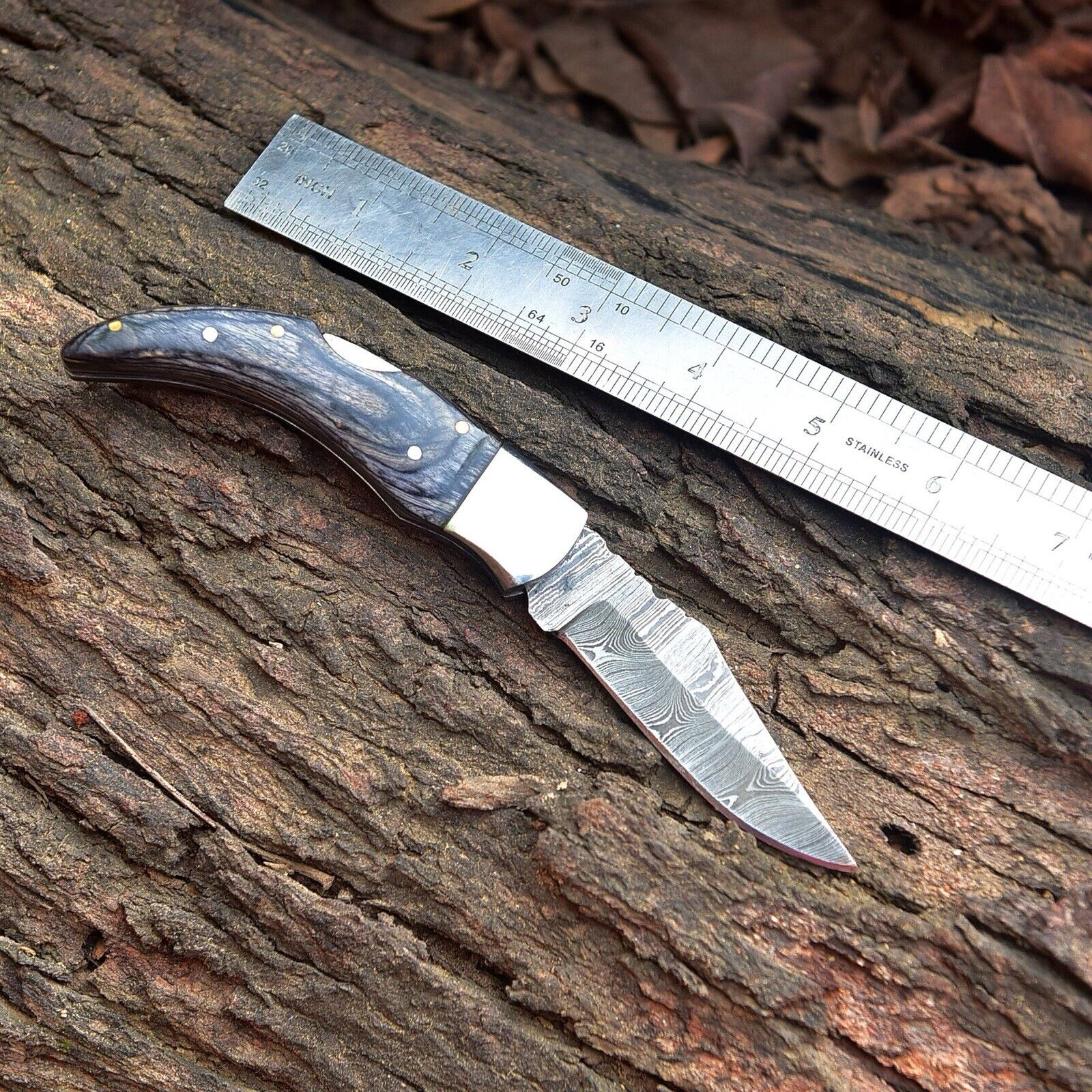 Premium Handmade Damascus Pocket Knife for Everyday Use with Rosewood Handle