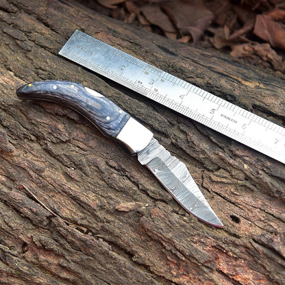 Premium Handmade Damascus Pocket Knife for Everyday Use with Rosewood Handle