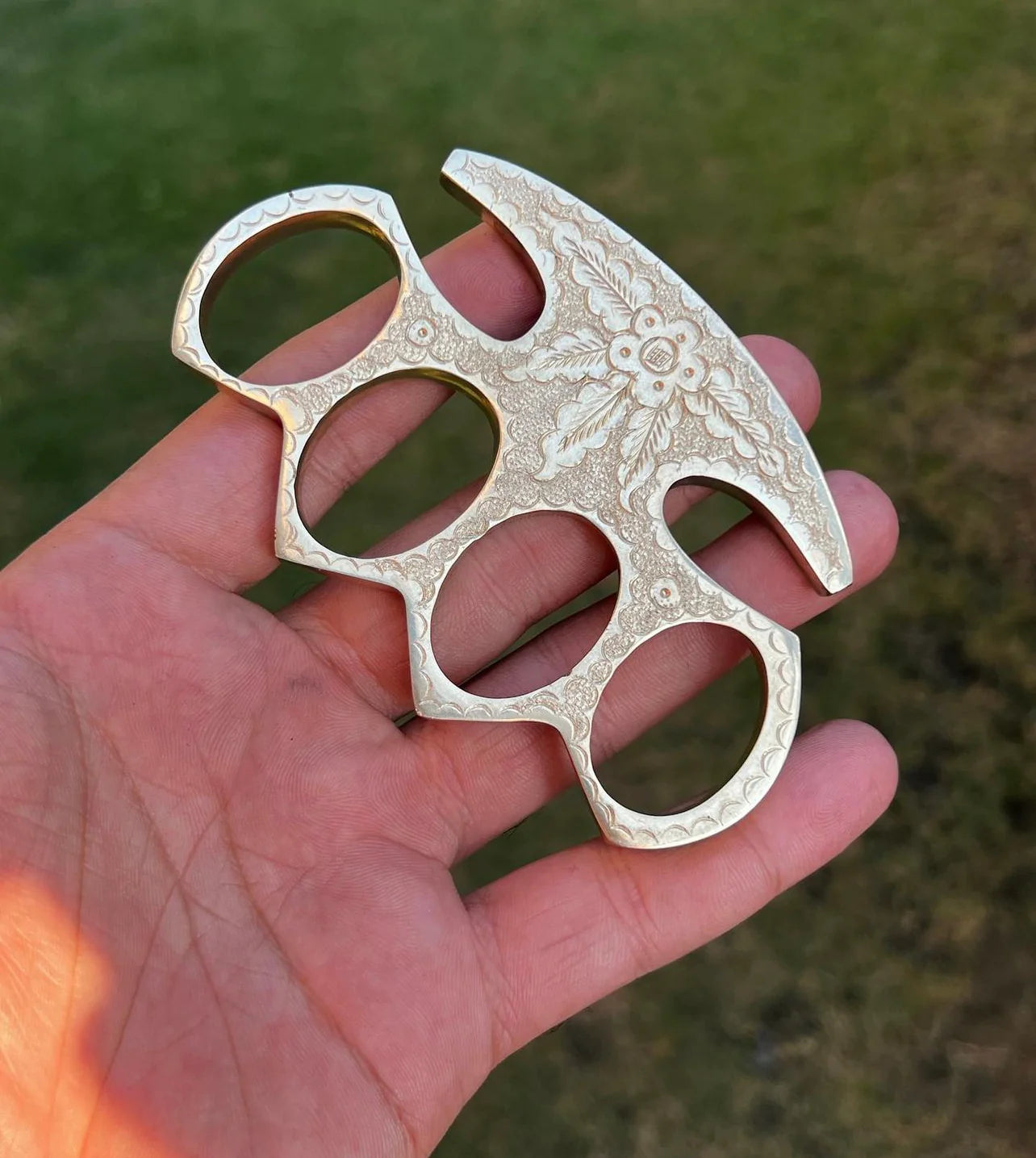 Woody Knuckles Engraved Brass Knuckle Duster with Leather Case – Perfect Gift Item