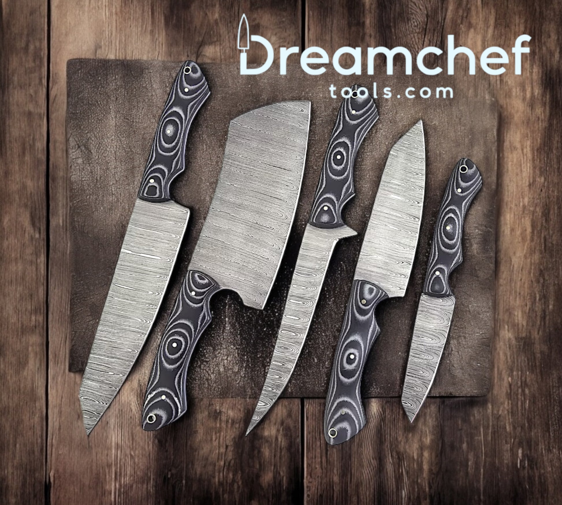 Best Japanese Knives Set – 13” Handmade Damascus Steel Chef Knife with 8” Blade, Wooden Handle & Leather Sheath