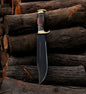 Custom Handmade J2 Steel Crocodile Dundee Bowie Knife with Powder-Coated Finish, Leather Handle, Brass Guard, and Leather Sheath