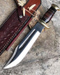 New Custom Handmade 440C Steel Heavy Duty Crocodile Dundee Hunting Bowie Knife - 16" Length, Leather, Buffalo Horn Handle, Brass Guards, Razor Sharp Blade, with Belt Loop Leather Sheath